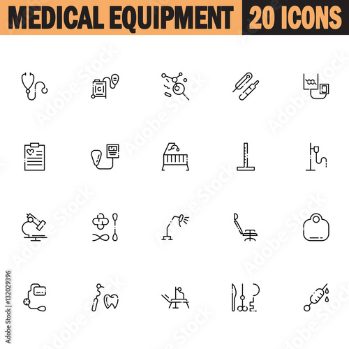 Medical equipment icon set