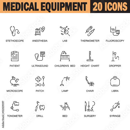 Medical equipment icon set
