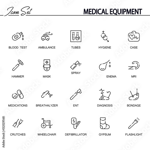 Medical equipment icon set