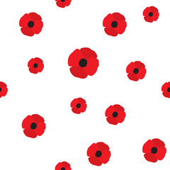 Acrylglasbilder Mohnblumenmuster Roter Mohn Flaches Florales Muster  © Creativika Graphics