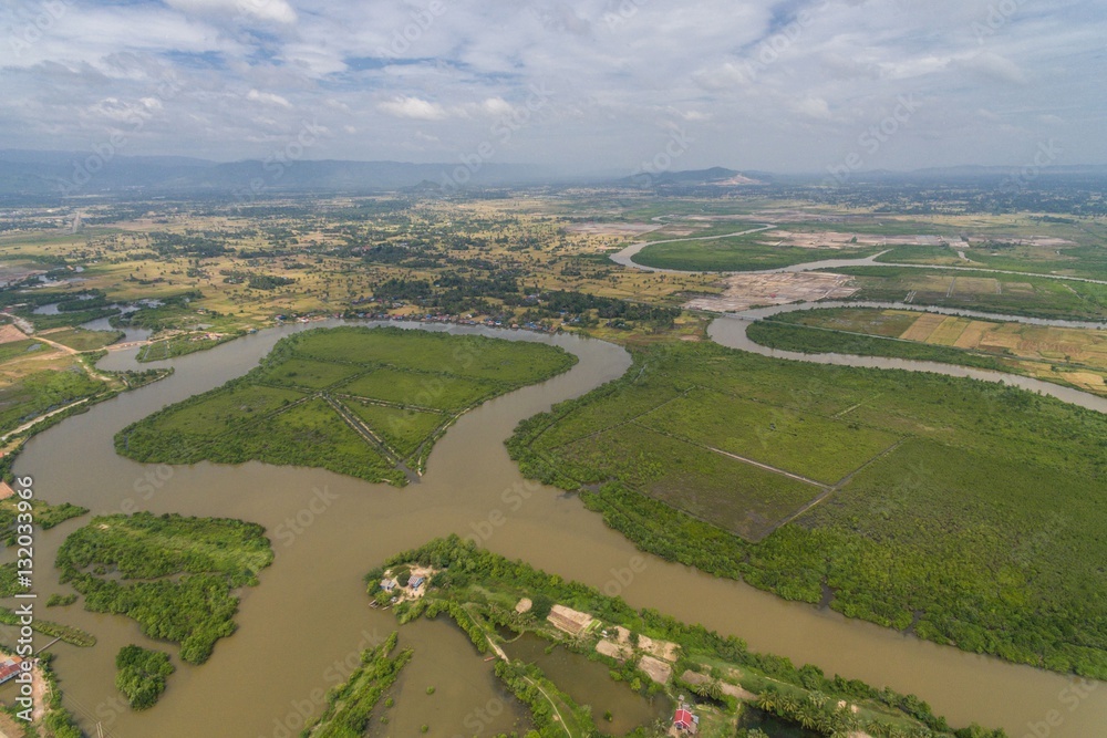 Kampot Cambodia Salt Field Aerial Drone Photo