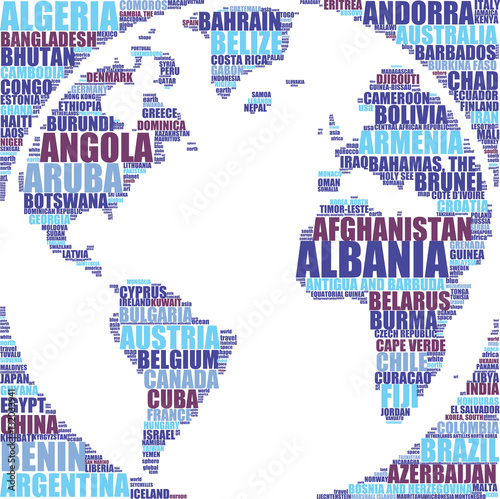 tag cloud vettoriale del globo terrestre