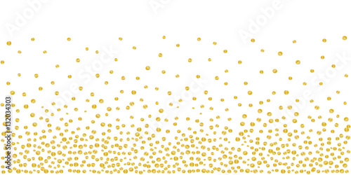 Abstract background of random falling golden dots on white. Hand drawn by markers confetti pattern. Suitable for textile, wrapping design, greeting cards etc. Vector eps8 illustration.