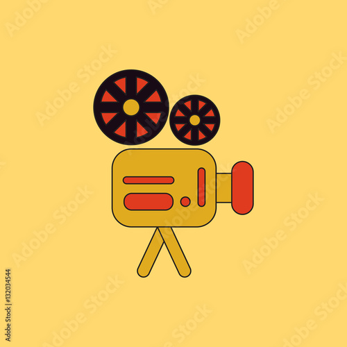 old movie video camera Vector illustration in flat style Retro cinema