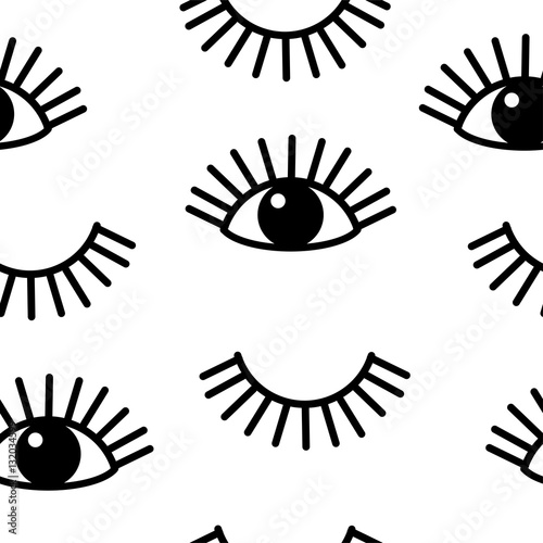 Eye and eyelash seamless pattern vector