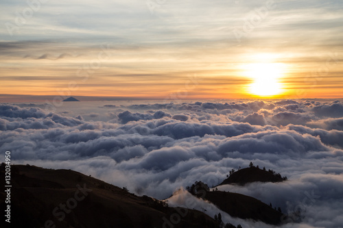 Sunset over clouds on Lombok, Indonesia