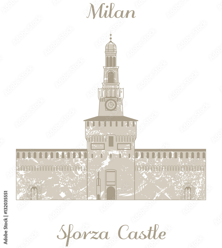 vector illustration of Sforza Castle