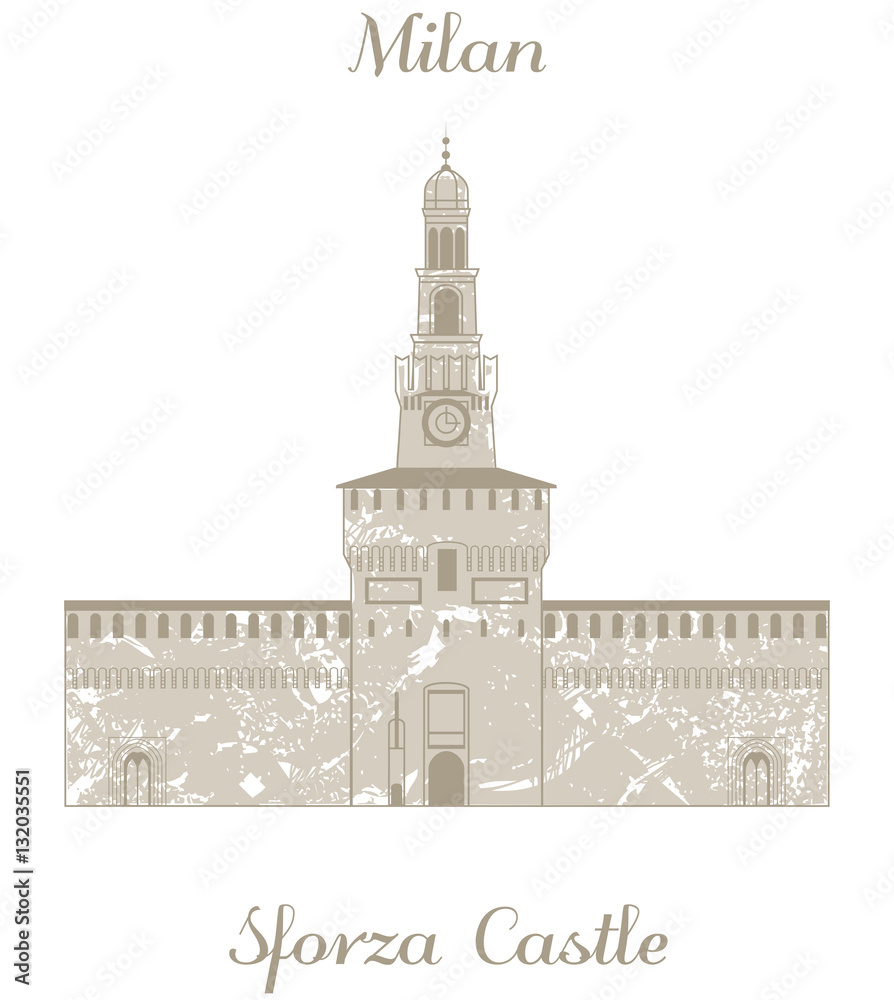 Obraz premium vector illustration of Sforza Castle
