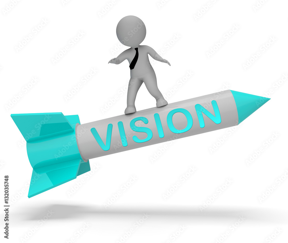 Vision Rocket Represents Forecasting Missions 3d Rendering Vision Rocket Represents Forecasting Missions 3d Rendering