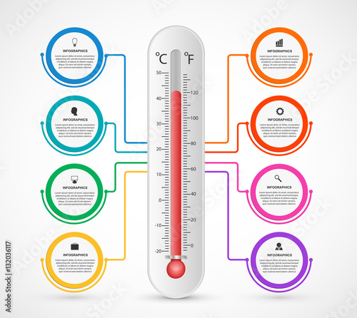 Infographics thermometer design template. Vector illustration.