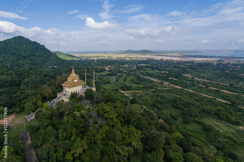 Kep Cambodia Wat Samathi Pagoda Panorama Aerial Drone Photo