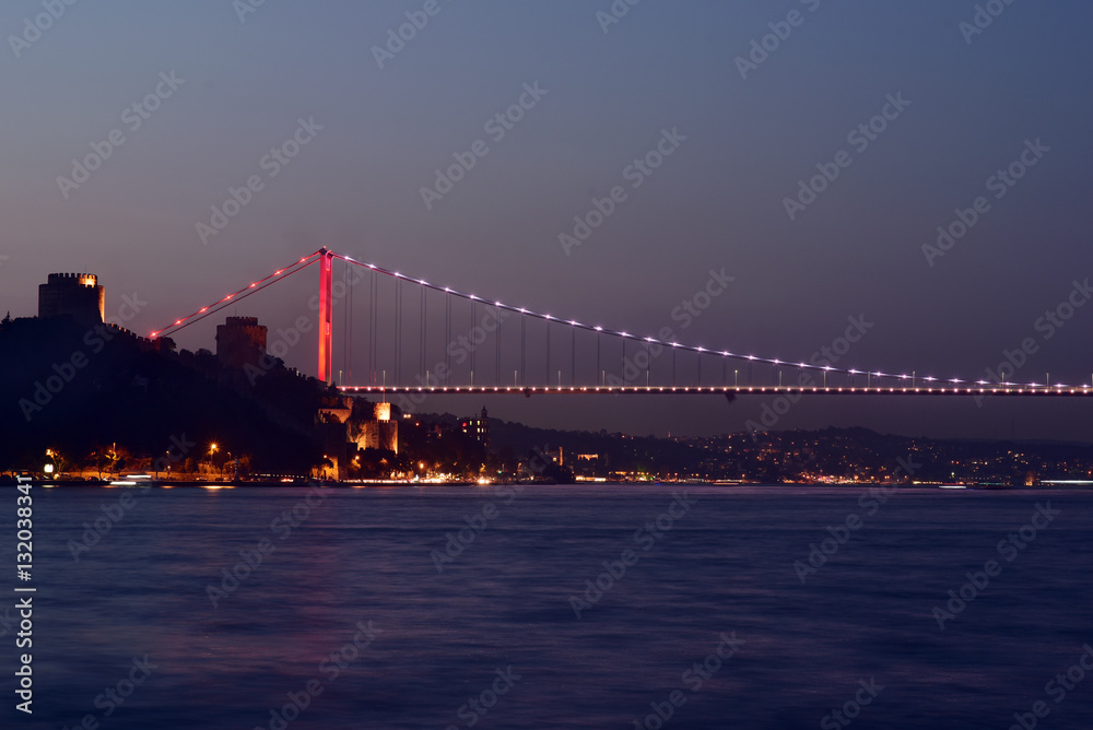 The Second Bosphorus Bridge in Istanbul at night, Turkey