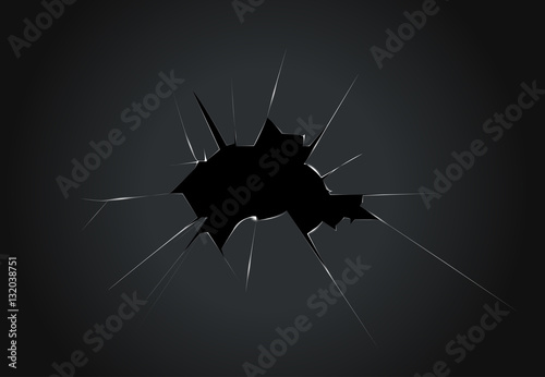 Damaged computer - monitor broken glass concept