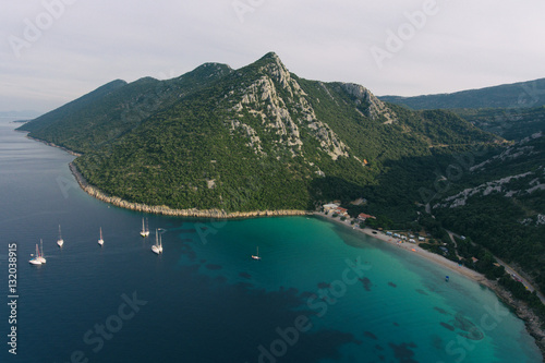 Sailing Makarska Korcula Croatia Aerial Drone Photo photo