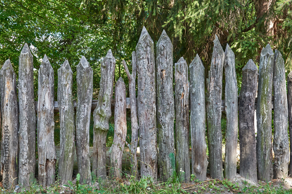The old wooden fence in the countryside The old wooden fence in the countryside