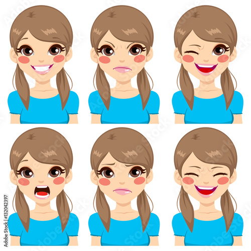 Teenage girl making six dif...