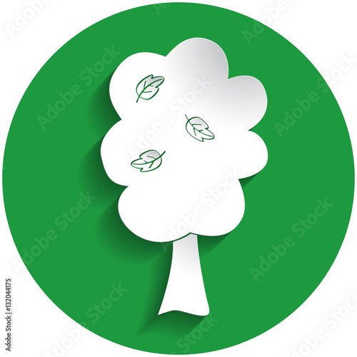 Fruit tree icon in paper style