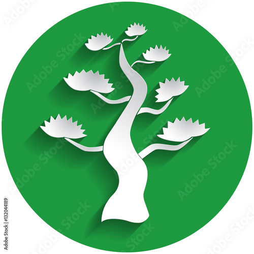 Bonsai icon in paper style