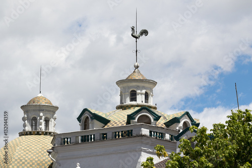 architectural detil of building rooftop decoration in QUito Ecuador photo
