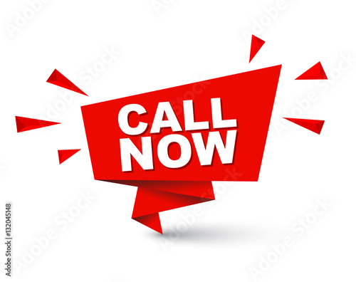 Red easy vector illustration isolated paper bubble banner call now. This element is well adapted for web design.