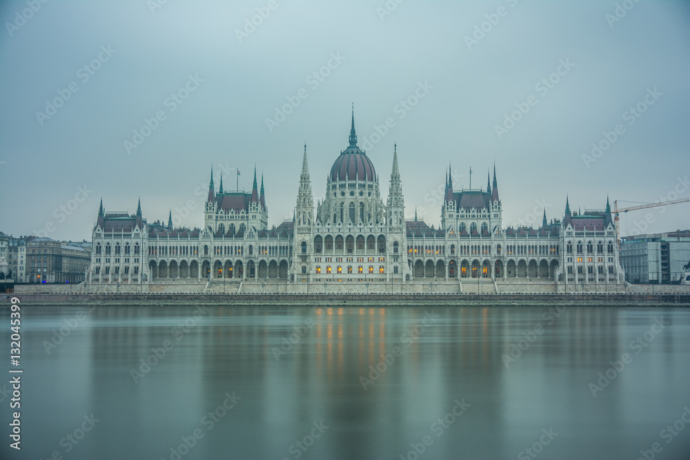 sunrise at budapest parliament, hungary