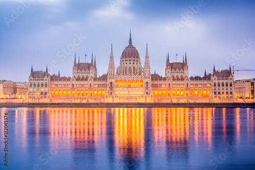 sunrise at budapest parliament, hungary