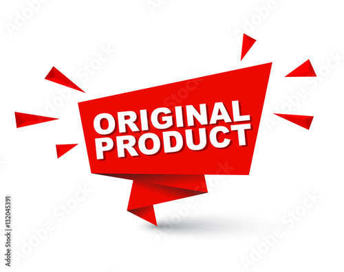 Red easy vector illustration isolated paper bubble banner original product. This element is well adapted for web design.