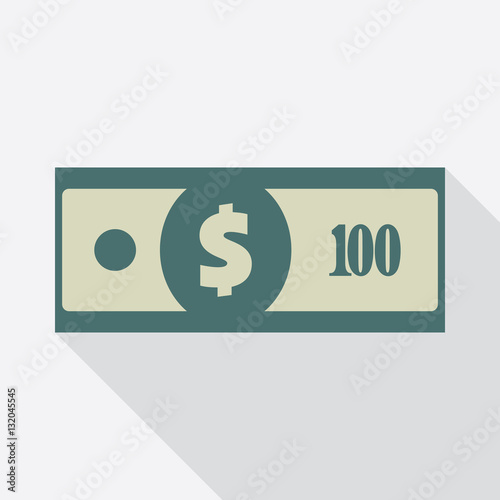 Dollar banknote flat icon. USA currency note symbol. One hundred dollars vector pictogram. American bucks stylized eps8 illustration.