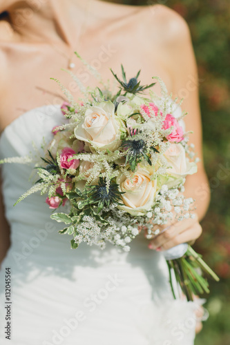wedding bouquet wiht ring in rose