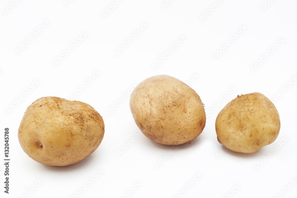 Potato varieties Kuras. Potatoes isolated on white background Potato varieties Kuras. Potatoes isolated on white background