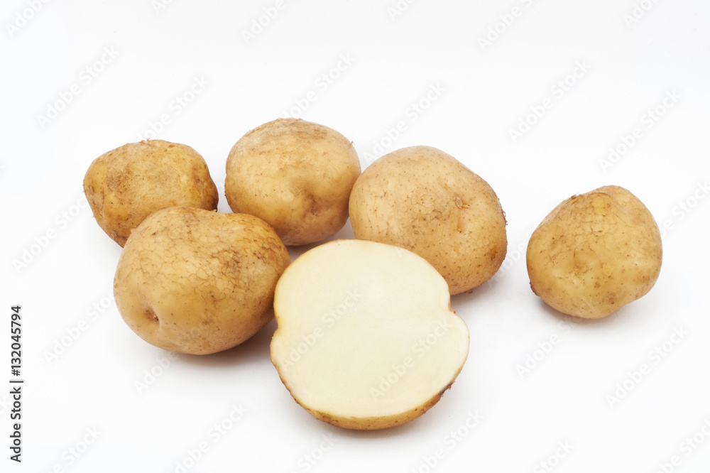 Potato varieties Kuras. Potatoes isolated on white background Potato varieties Kuras. Potatoes isolated on white background