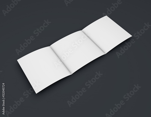 Square trifold brochure on dark gray background mock up.