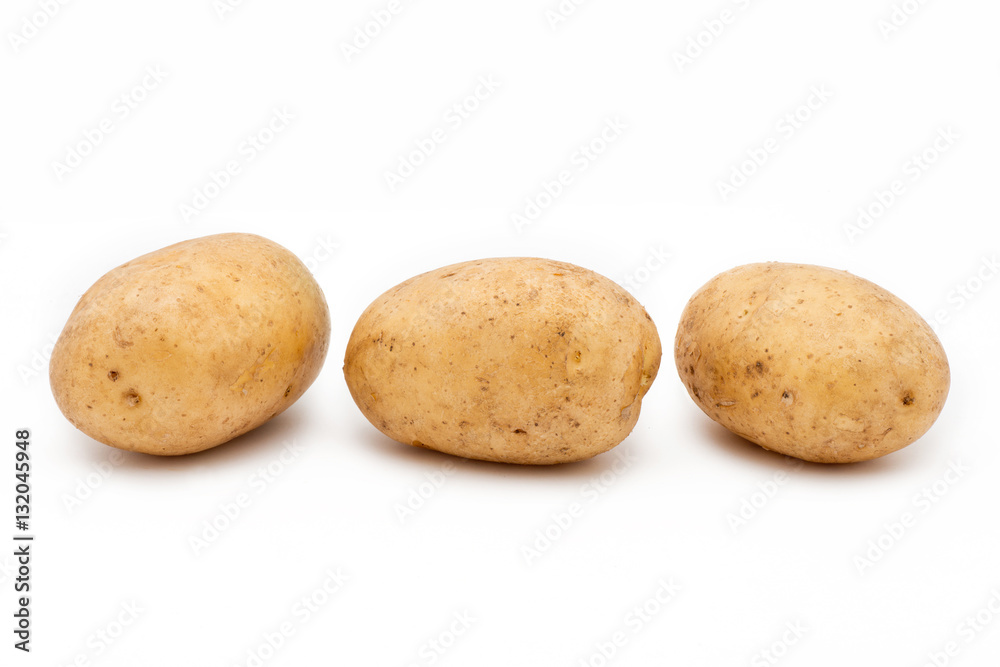 Quality of potatoes Riviera. Potatoes isolated on white backgrou Quality of potatoes Riviera. Potatoes isolated on white backgrou