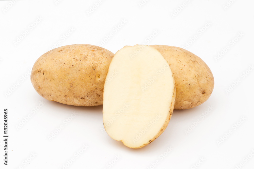 Quality of potatoes Riviera. Potatoes isolated on white backgrou