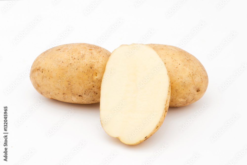 Quality of potatoes Riviera. Potatoes isolated on white backgrou Quality of potatoes Riviera. Potatoes isolated on white backgrou