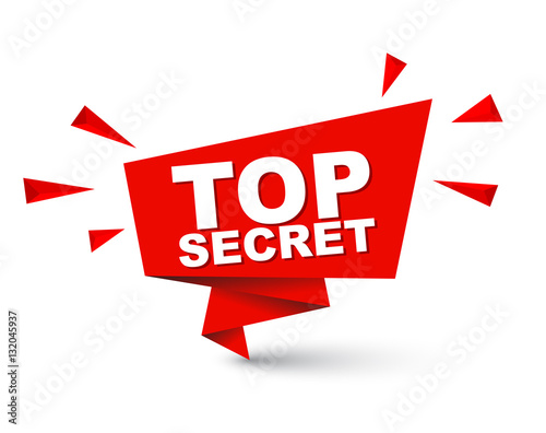 Red easy vector illustration isolated paper bubble banner top secret. This element is well adapted for web design.