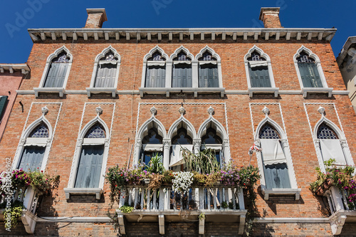 View of traditional Venetian buildings at Zattere quay. Venice.