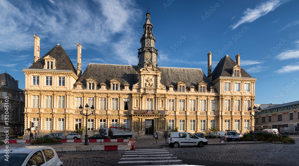Panoramic picture of historic city house in Reims, France