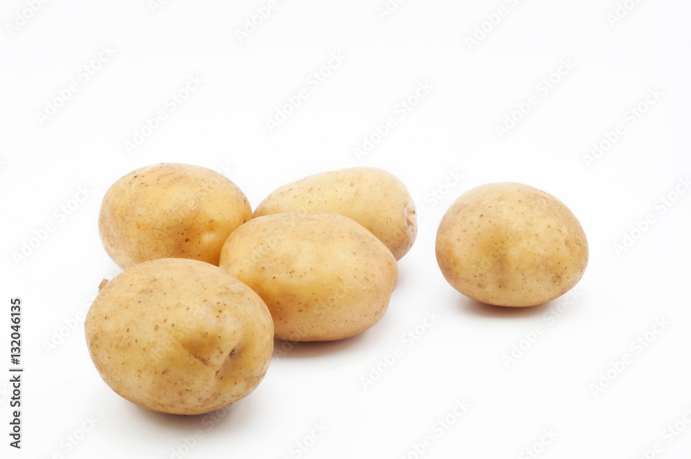 Quality of potatoes Sante. Potatoes isolated on white background Quality of potatoes Sante. Potatoes isolated on white background