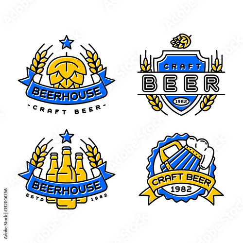 Craft beer bages vector set.