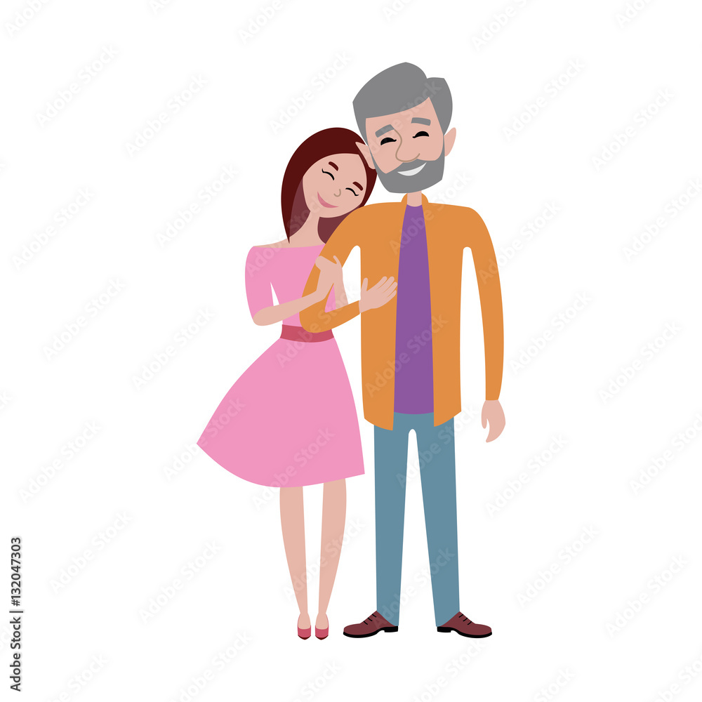 Hugging couple vector illustration.