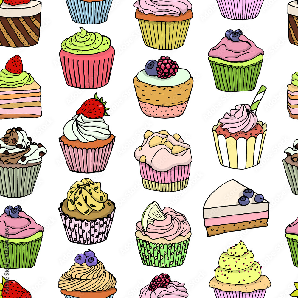 Desserts seamless pattern Desserts seamless pattern