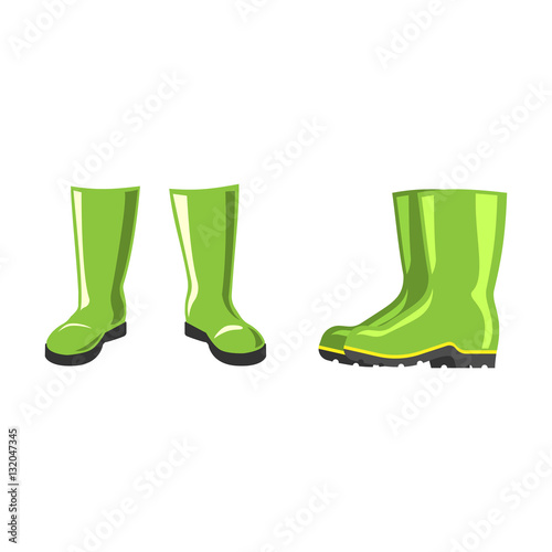 Green rubber boots vector isolated on white background.