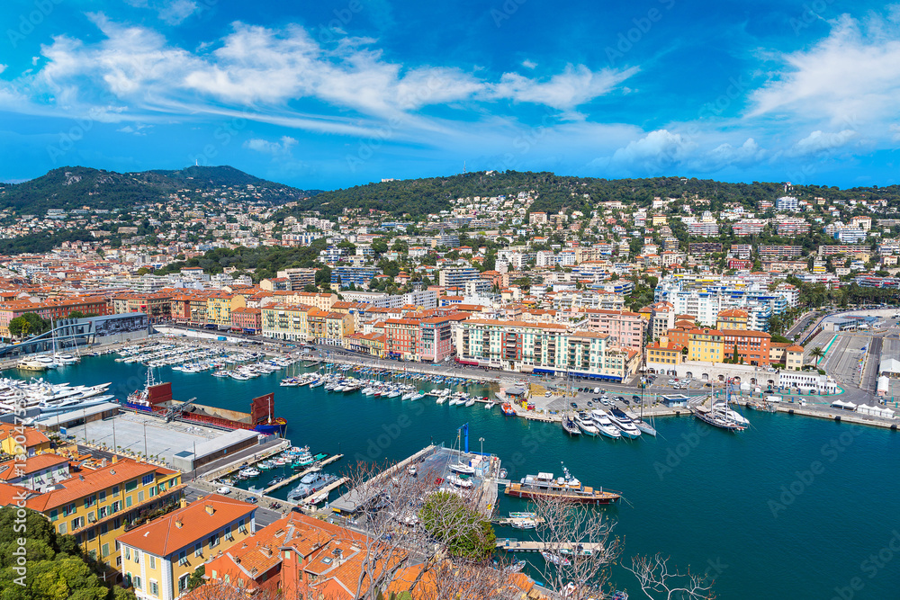 Panoramic view of port in Nice