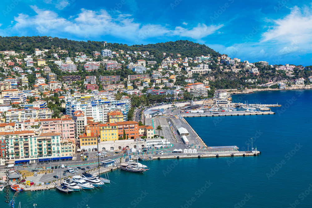Panoramic view of port in Nice