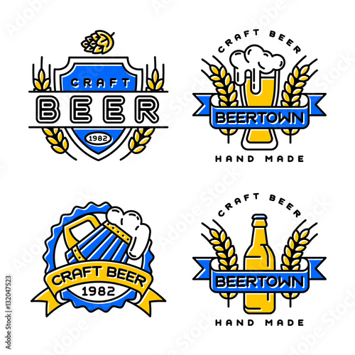 Craft beer bages vector set.