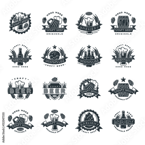 Craft beer bages vector set.
