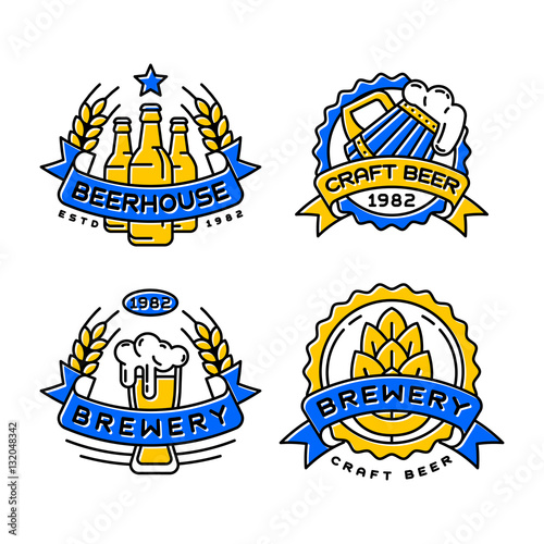 Craft beer bages vector set.
