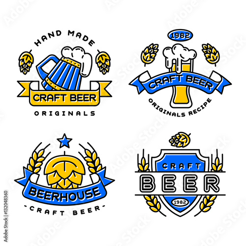 Craft beer bages vector set.