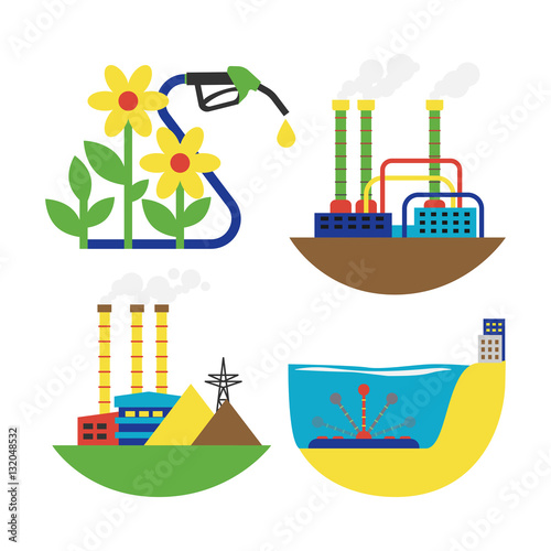 Alternative energy factory vector illustration.